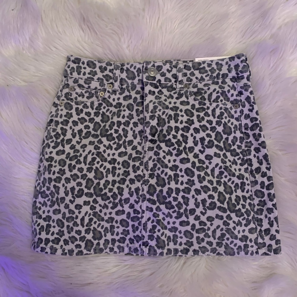 leopard print corduroy skirt